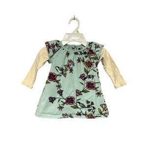 Tea Collection Baby Girls Dress 12-18 Mths Blue Floral Hummingbird Long Sleeve